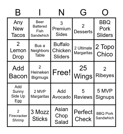 Server Bingo Card