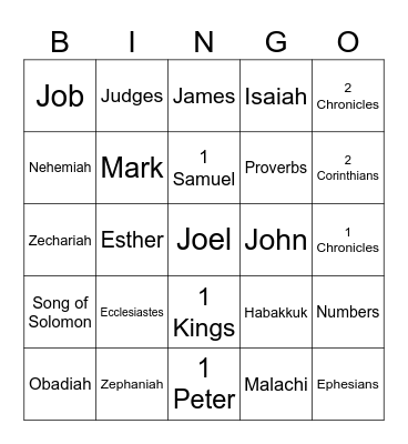 Bible Bingo Card