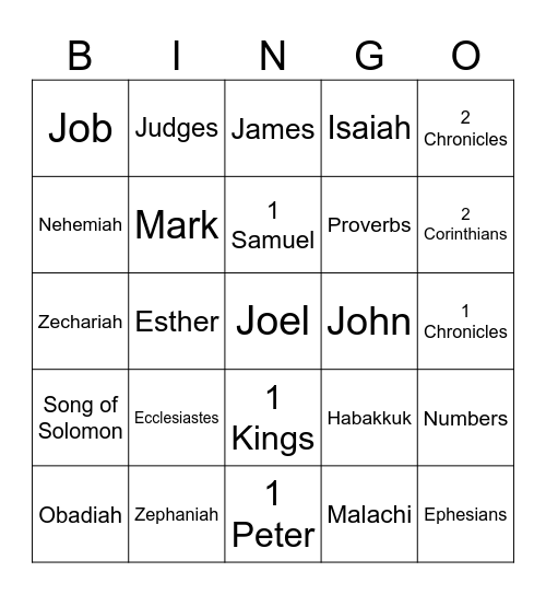 Bible Bingo Card