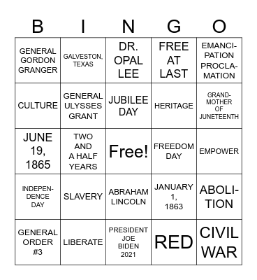 JUNETEENTH Bingo Card