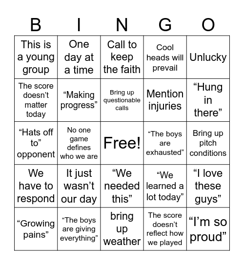 Berhalter Bingo! Bingo Card