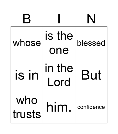 Jeremiah 17:7 Bingo Card