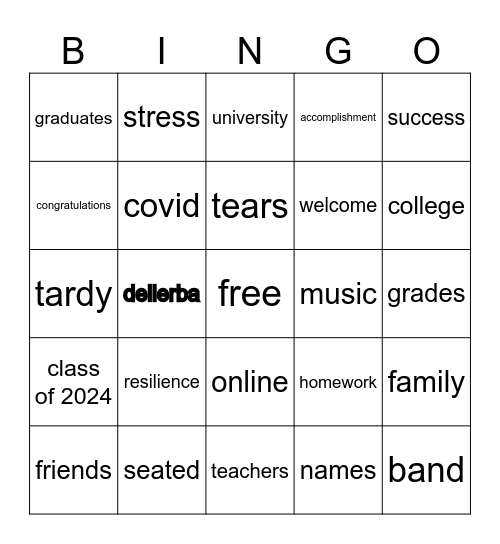 grad bingo ‘24 Bingo Card