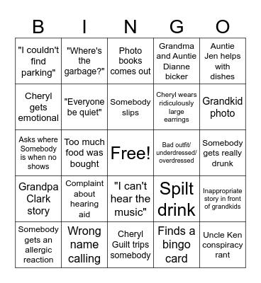 Grandma's Birthday Bingo Card