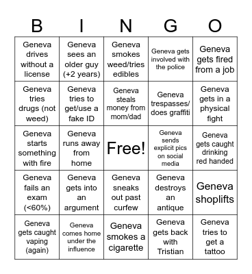 Geneva Summer Bingo 2024 Bingo Card