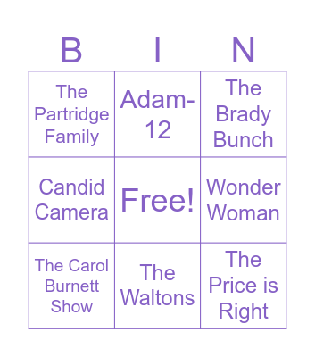 60s and 70s TV Shows Bingo Card