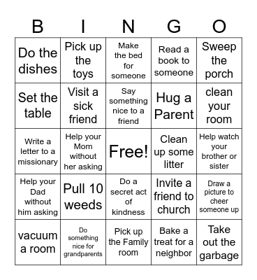 service Bingo Card