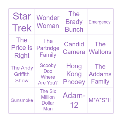 60s and 70s TV Shows Bingo Card