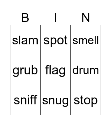 Sounds Write Unit 9 Bingo Card