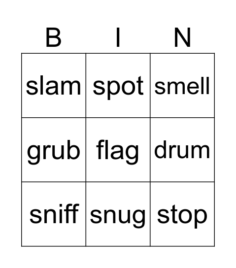 Sounds Write Unit 9 Bingo Card