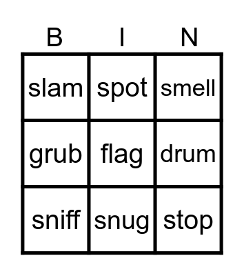 Sounds Write Unit 9 Bingo Card