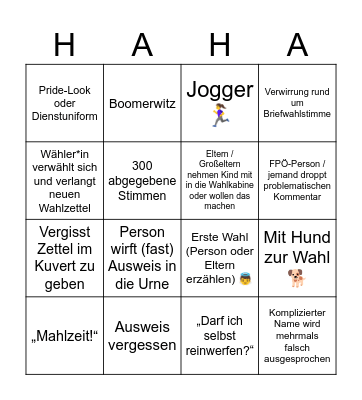 Wahlbeisitz Bingo Card