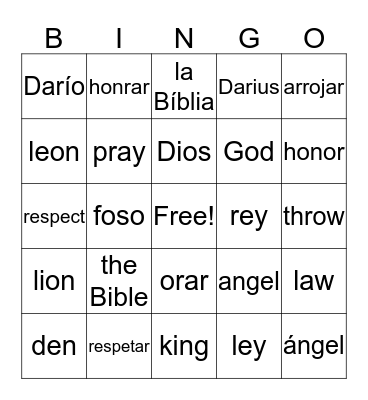 Daniel and the Lions' Den Bingo Card