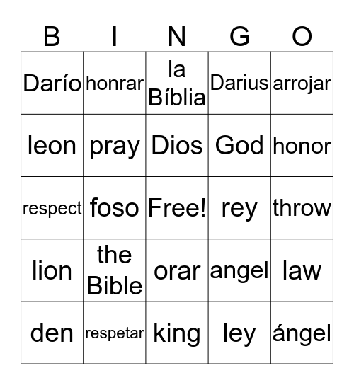 Daniel and the Lions' Den Bingo Card