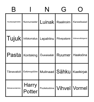 Bingo! Bingo Card