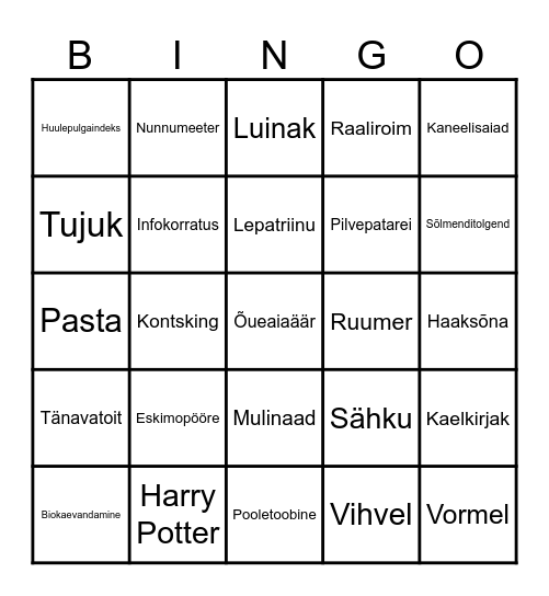Bingo! Bingo Card