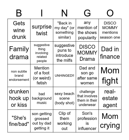 MILF MANOR Bingo Card