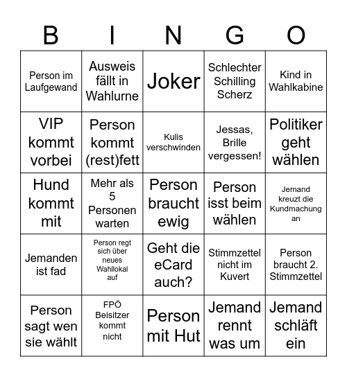 Wahlbingo Card