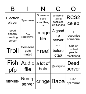 RCS2 bingo Card