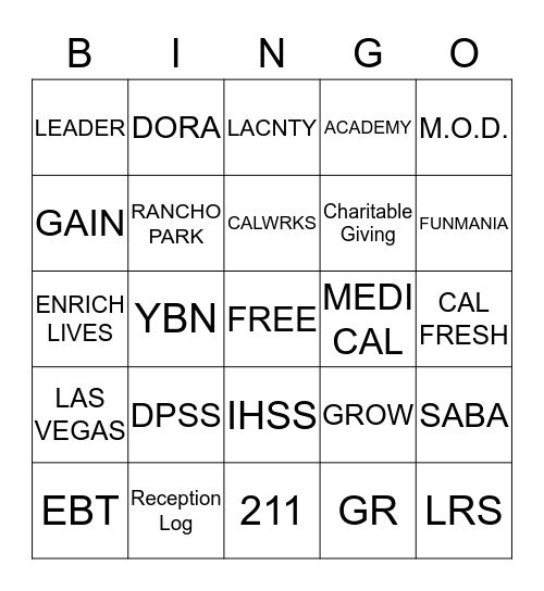 RANCHO PARK Bingo Card