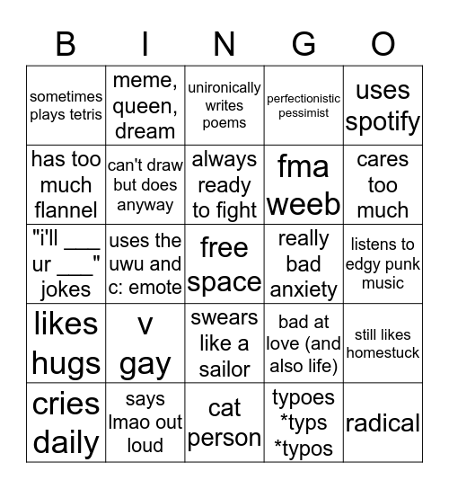 Bingo: Izzy Edition Bingo Card