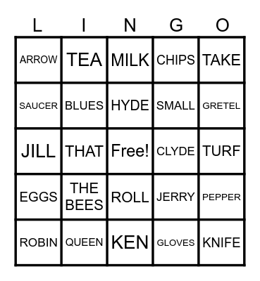 THINGS THAT GO TOGETHER Bingo Card