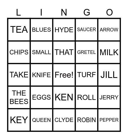 THINGS THAT GO TOGETHER Bingo Card