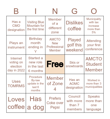 AMCTO ZONE 4 Bingo Card