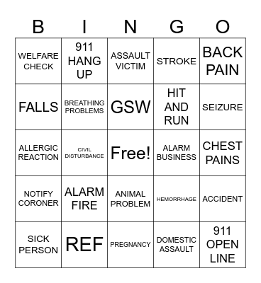 CALL TYPE BINGO Card