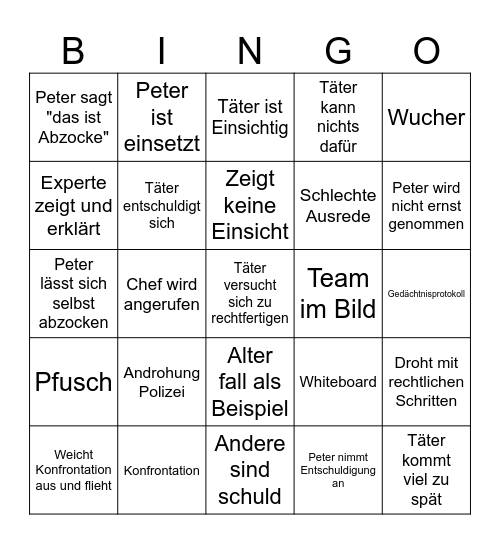 Achtung Abzocke Bingo Card