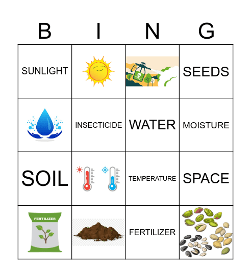 Factors for plant growth Bingo Card