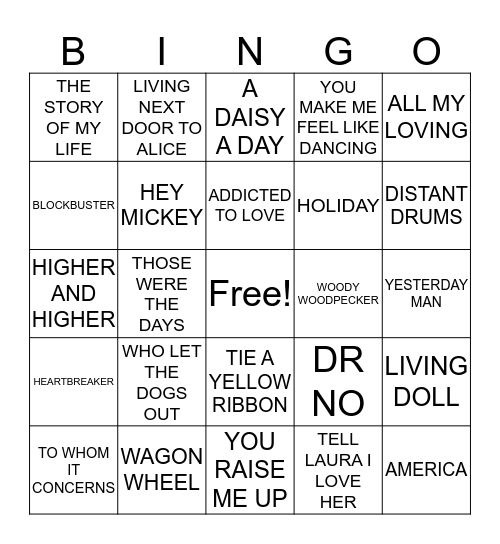 THE WILLOWS Bingo Card
