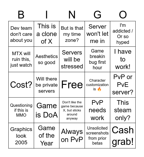 Once Human DEMO Bingo Card