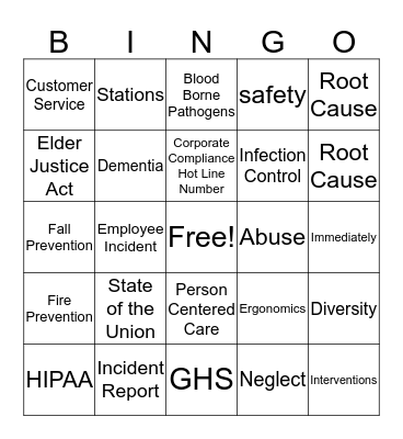 Annual Education Bingo Card