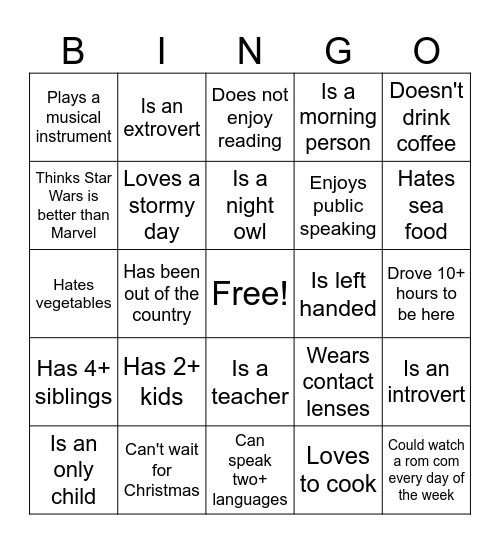 Find Someone Who... Bingo Card