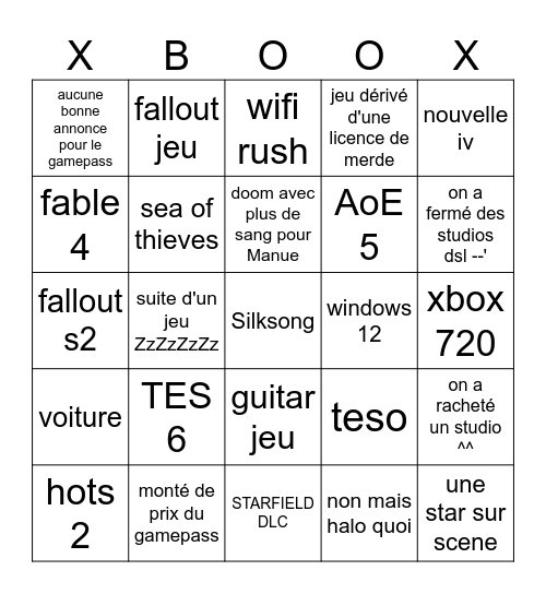 XBOOOOOOOOX🌸 Bingo Card