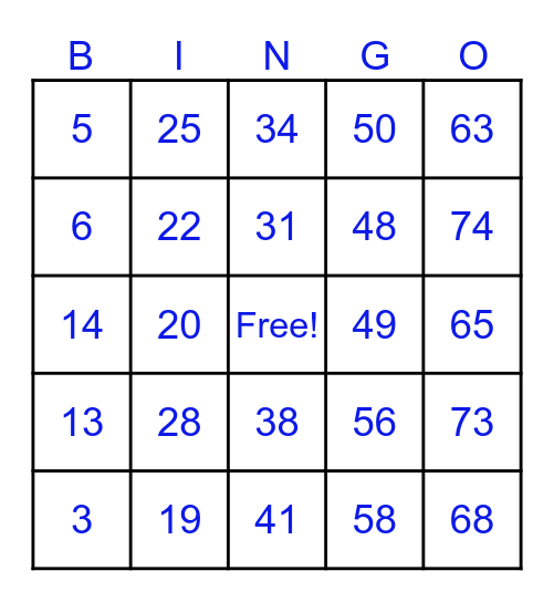 NONA's SPRING BINGO Card