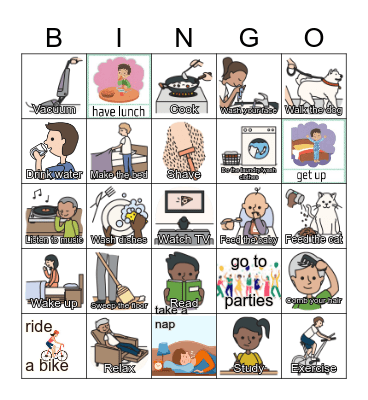 ESL - Daily Routines - from ESL Library Bingo Card