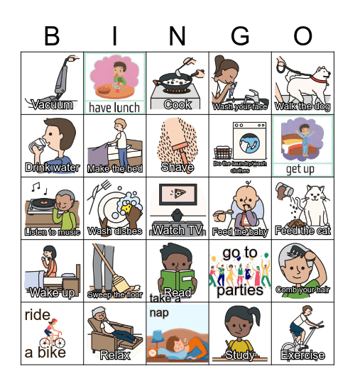 ESL - Daily Routines - from ESL Library Bingo Card