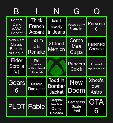 Xbox Showcase 2024 Bingo Card