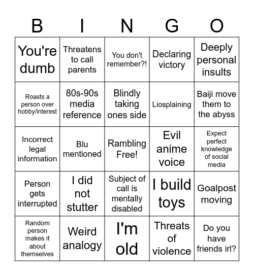 Lio Convoy Bingo Card