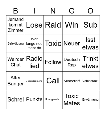 Stream Bingo Card