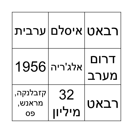 מרוקו Bingo Card