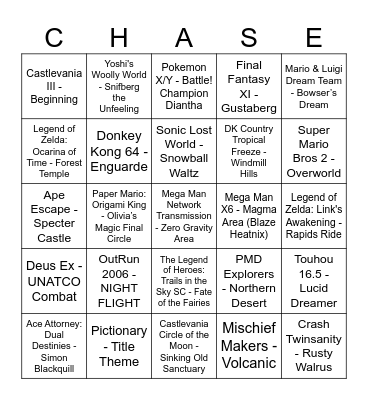 Chase Quiz Bingo 1.0 Bingo Card