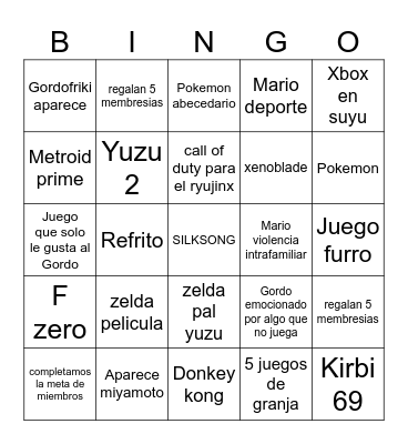 E3 Bingo Card