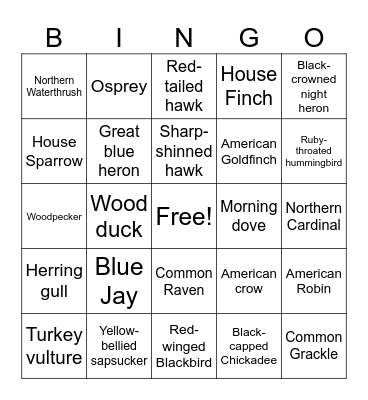 Bird bingo Card