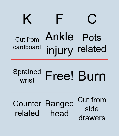 Blake injury Bingo!! Bingo Card