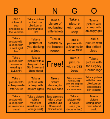 Love Like Lauren Bingo Card