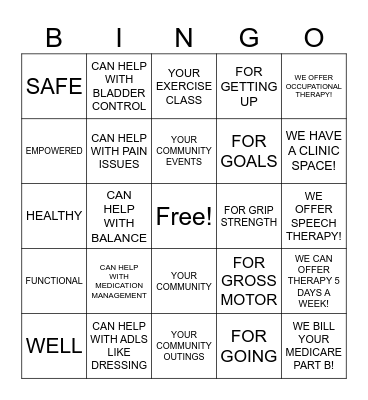 LEGACY HEALTHCARE SERVICES LINGO BINGO Card