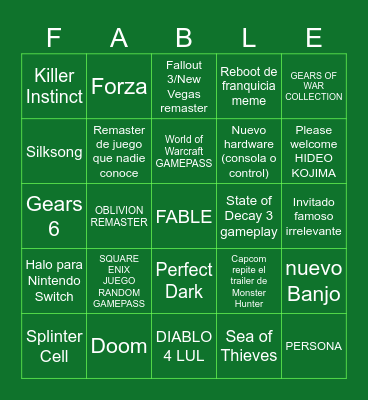 XBOX (NOT E3) SHOWCASE 2024 Bingo Card